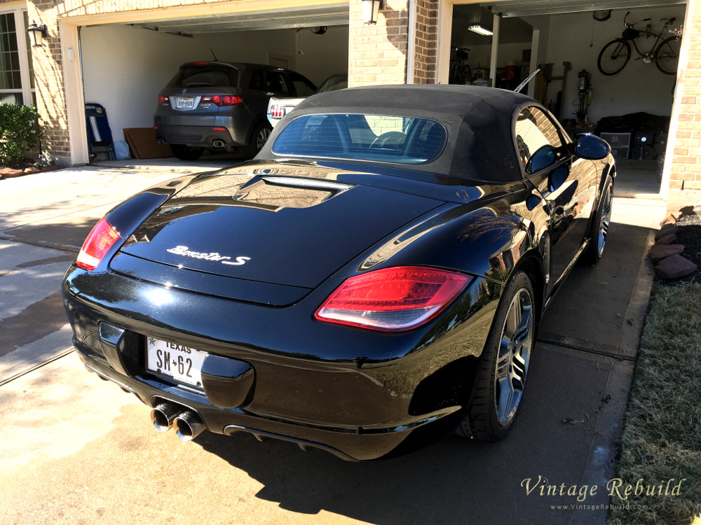 No more water spots, spotless car wash - black porsche boxster s 987.2 rear view