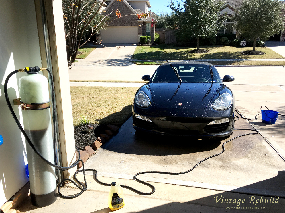 No more water spots, spotless car wash - black porsche boxster s 987.2 front view